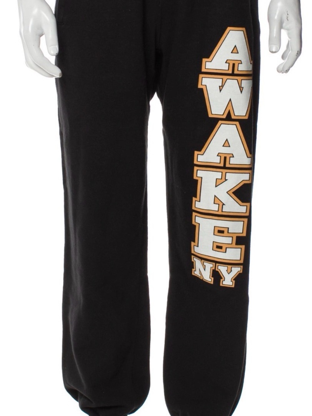 Awake NY Black Sweatpants with White and Gold Side Logo